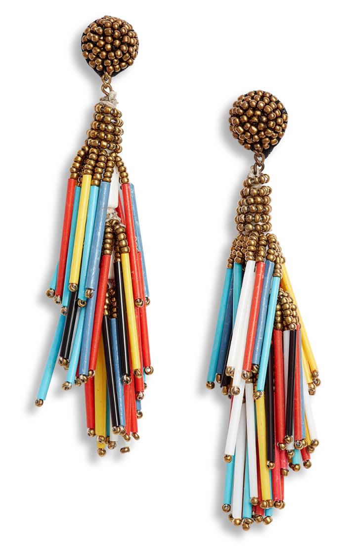 Women's Mad Jewels Gala Bead Fringe Drop Earrings