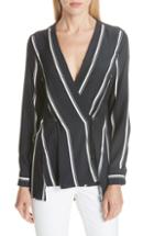 Women's Rag & Bone Debbie Stripe Silk Blouse - Blue