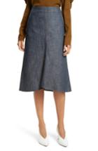 Women's Tibi Raw Denim Midi Skirt - Blue