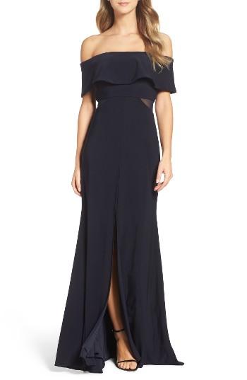 Women's Xscape Jersey Popover Gown - Blue