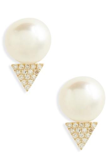 Women's Ef Collection Pearl & Diamond Stud Earrings