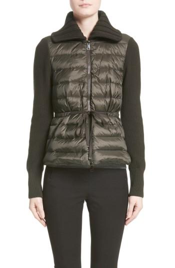 Women's Moncler Quilted Down Front Cardigan - Green
