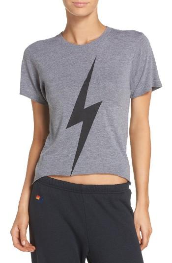 Women's Aviator Nation Bolt Crop Tee - Grey