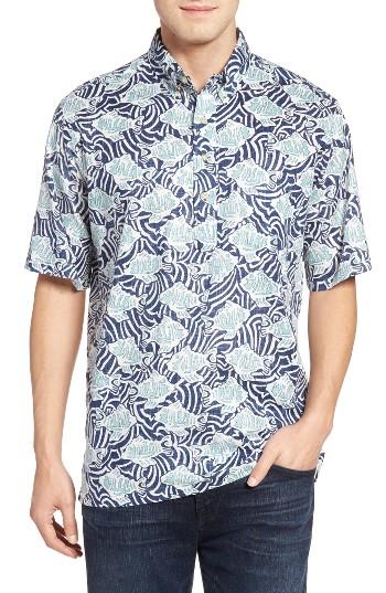 Men's Reyn Spooner Loko Kuapa Print Sport Shirt - Blue