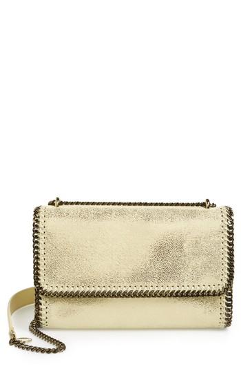 Stella Mccartney Falabella Metallic Faux Leather Convertible Shoulder Bag - Yellow