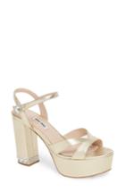 Women's Miu Miu Jeweled Heel Platform Sandal Us / 37eu - Metallic