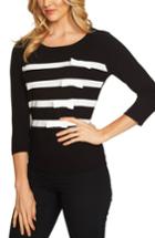Women's Cece Bow Stripe Sweater - Black