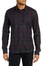 Men's Jared Lang Trim Fit Check Sport Shirt, Size - Burgundy