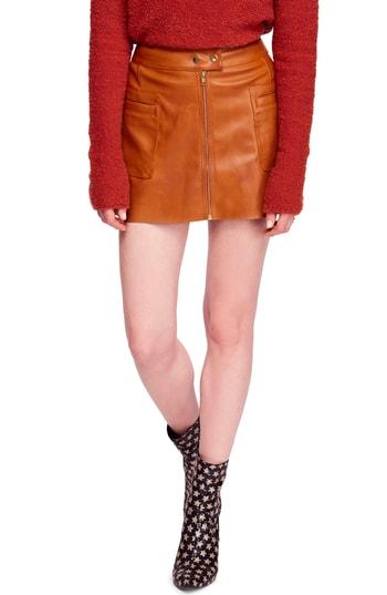 Women's Free People High A-line Faux Leather Miniskirt - Red