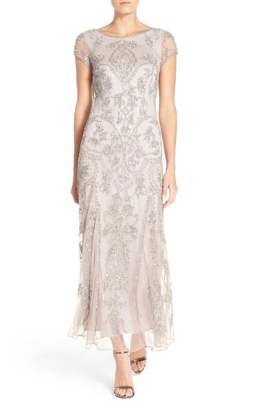 Women's Pisarro Nights Embellished Mesh Gown - Metallic