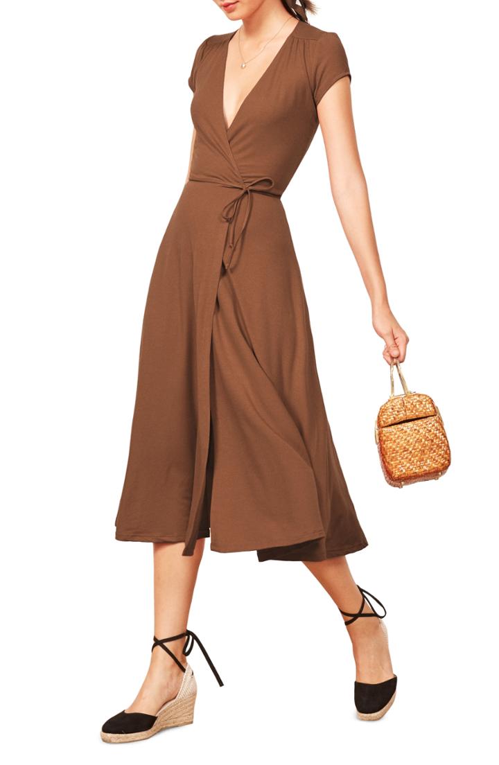 Women's Reformation Becca Midi Dress - Brown