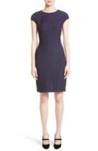 Women's St. John Collection Broken Chevron Knit Sheath Dress - Blue