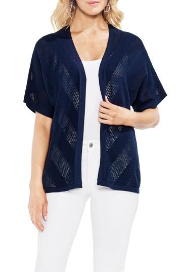 Women's Vince Camuto Combed Cotton Mesh Inset Sweater, Size - Blue