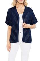 Women's Vince Camuto Combed Cotton Mesh Inset Sweater, Size - Blue