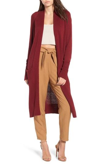 Women's Leith Side Split Midi Cardigan, Size - Red