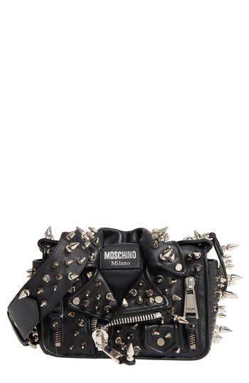 Moschino Spiked Biker Jacket Crossbody Bag - Black