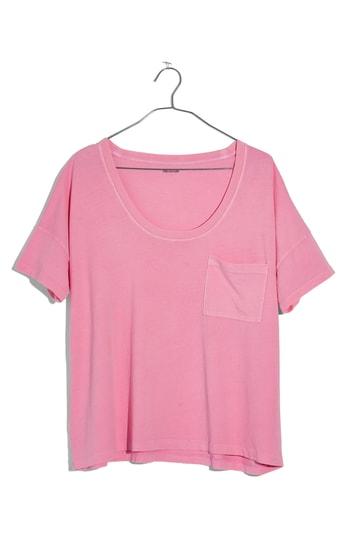 Women's Madewell Garment Dyed U-neck Tee - Pink