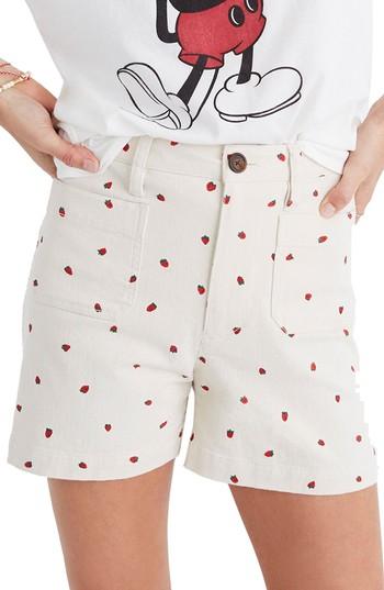 Women's Madewell Emmett Fresh Strawberries Shorts - Red
