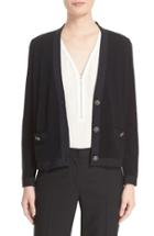 Women's The Kooples Grosgrain Trim Wool & Cashmere Cardigan