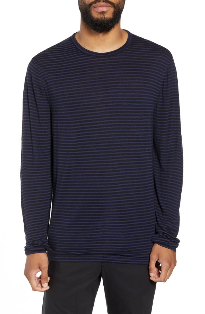 Men's Calibrate Texture Stripe Long Sleeve T-shirt, Size - Blue