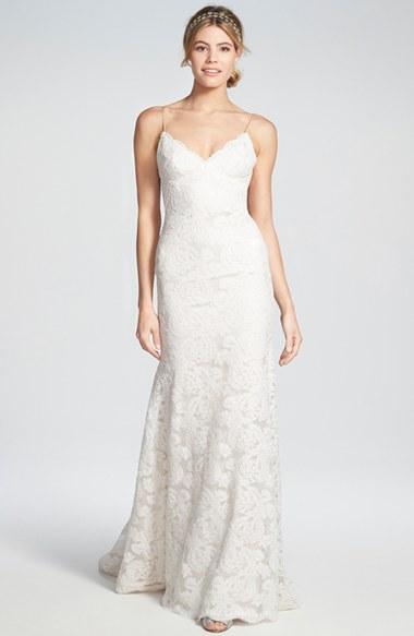 Women's Katie May 'lanai' Convertible Cap Sleeve Lace Low Back Gown
