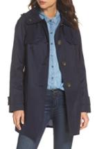Women's London Fog Removable Hood Rain Coat - Blue