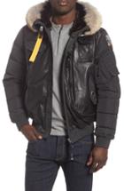 Men's Parajumpers Grizzly Down Bomber Jacket With Genuine Coyote Fur Trim - Grey