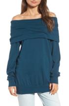 Women's Hinge Off The Shoulder Sweatshirt, Size - Blue/green
