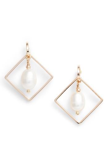 Women's Nakamol Design Tiny Square Freshwater Pearl Drop Earrings