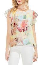 Women's Vince Camuto Faded Bloom Chiffon Overlay Blouse, Size - Yellow