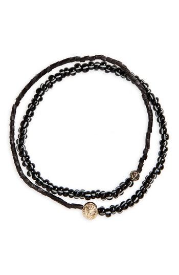 Men's Luis Morais Gold Medallion Beaded Wrap Bracelet