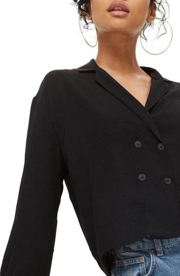 Women's Topshop Taylor Button Down Blouse Us (fits Like 0) - Black