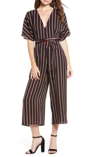 Women's Socialite Dolman Sleeve Deep-v Crop Jumpsuit - Black
