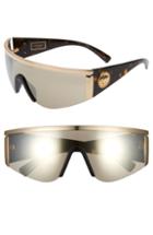 Women's Versace Tribute 147mm Shield Sunglasses - Gold/ Gold Mirror