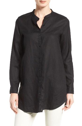 Women's Eileen Fisher Organic Linen Mandarin Collar Shirt