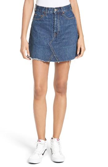 Women's Re/done Originals High Waist Denim Miniskirt - Blue