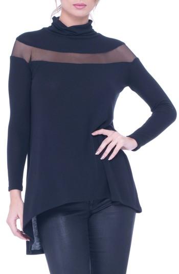 Women's Olian Mesh Trim High/low Maternity Top - Black