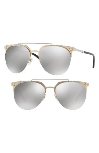 Women's Versace 57mm Mirrored Semi-rimless Sunglasses - Pale/ Gold
