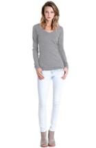 Women's Lamade Long V-neck Cotton Tee - Grey