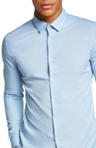 Men's Topman Muscle Fit Dress Shirt, Size - Blue
