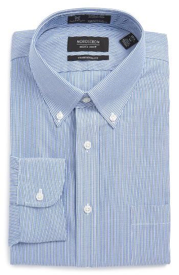 Men's Nordstrom Men's Shop Smartcare(tm) Traditional Fit Stripe Dress Shirt .5 32 - Blue