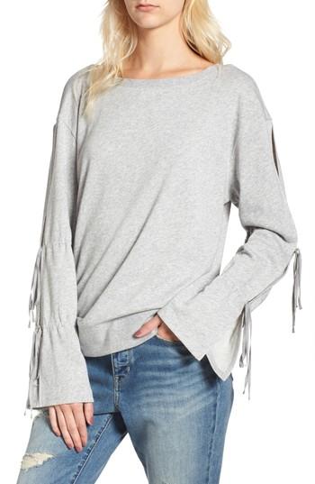 Women's Hinge Tie Sleeve Sweatshirt - Grey