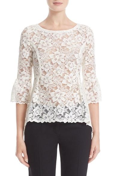 Women's Oscar De La Renta High/low Lace Blouse