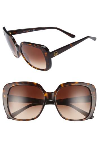 Women's Tory Burch 57mm Gradient Sunglasses - Dark Tortoise