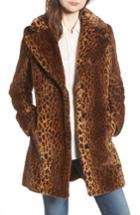 Women's Kensie Faux Fur Leopard Print Coat - Brown