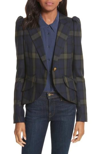 Women's Smythe Pouf Sleeve Plaid Blazer - Black