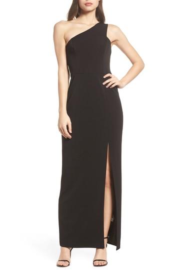 Women's Vince Camuto One-shoulder Crepe Column Gown - Black