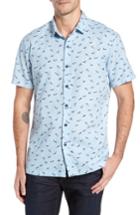 Men's Kahala Winter Holiday Trim Fit Print Linen & Cotton Sport Shirt - Blue