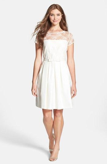 Taylor Dresses Lace Bodice Shantung Fit &