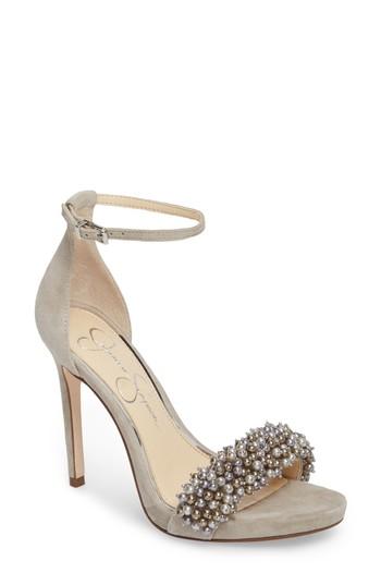 Women's Jessica Simpson Rusley Imitation Pearl Sandal .5 M - Brown